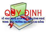 Quy dinh ve hoat dong khoa hoc va cong nghe trong cac truong Dai hoc, Cao dang