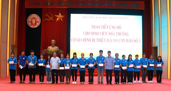 Truong Dai hoc Hung Vuong to chuc phat dong ung ho ho tro dong bao va sinh vien Nha truong co gia dinh bi thiet hai do con bao so 3 gay ra