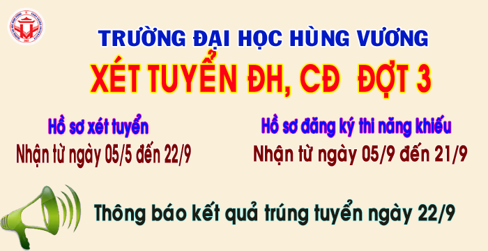 Truong Dai hoc Hung Vuong thong bao xet tuyen dai hoc, cao dang he chinh quy nam 2017 – bo sung dot 3