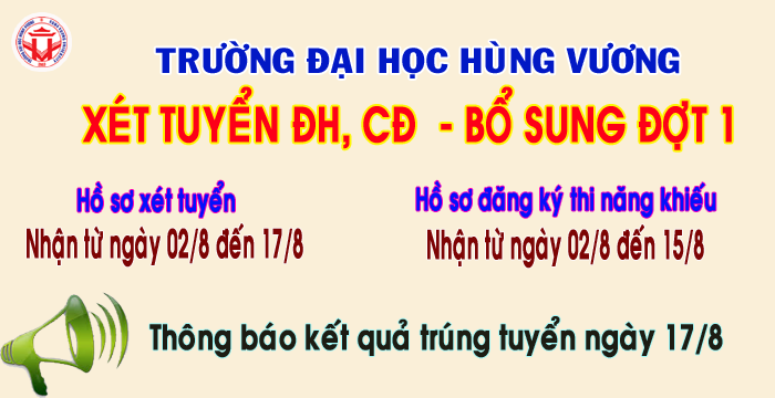 Truong Dai hoc Hung Vuong thong bao xet tuyen dai hoc, cao dang he chinh quy nam 2017 – bo sung dot 1