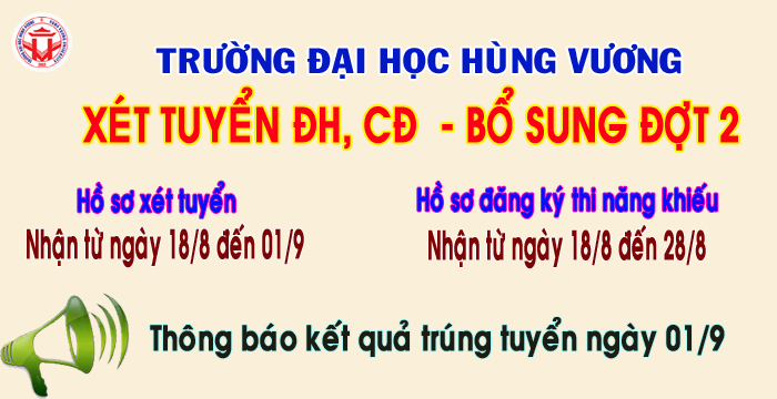 Truong Dai hoc Hung Vuong thong bao xet tuyen dai hoc, cao dang he chinh quy nam 2017 – bo sung dot 2