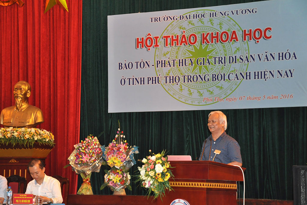 Hoi thao “Bao ton – phat huy gia tri di san van hoa o tinh Phu Tho trong boi canh hien nay” tai Truong Dai hoc Hung Vuong