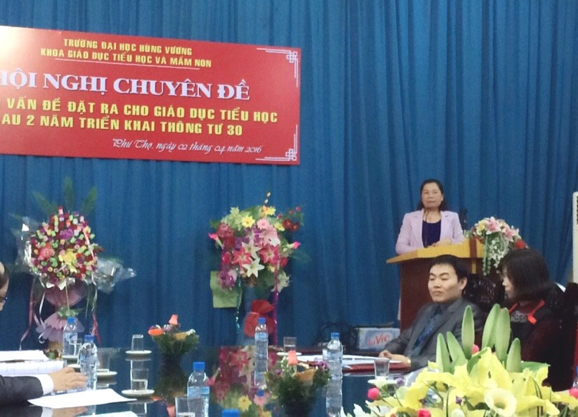 Khoa Giao duc Tieu hoc va Mam non, Truong Dai hoc Hung Vuong to chuc Hoi nghi chuyen de “Nhung van de dat ra cho giao duc tieu hoc sau hai nam trien khai Thong tu 30”