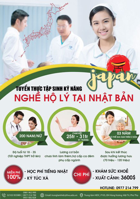 Thông báo tuyển Thực tập sinh kỹ năng nghề Hộ lý đi làm việc tại Nhật Bản | Trường Đại học Hùng Vương Thông báo tuyển Thực tập sinh kỹ năng nghề Hộ lý đi làm việc tại Nhật Bản | Trường Đại học Hùng Vương