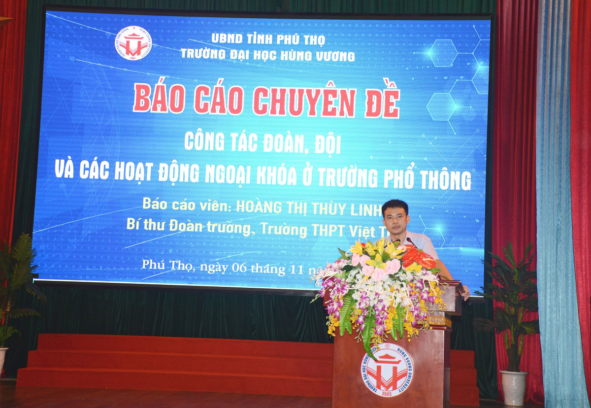 Truong Dai hoc Hung Vuong to chuc thanh cong bao cao chuyen de huong dan NVSP cho sinh vien truoc khi di TTSP1 va TTSP2