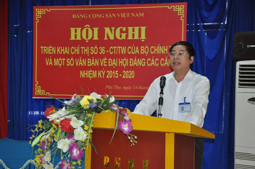 Dang bo Truong Dai hoc Hung Vuong to chuc Hoi nghi trien khai Chi thi 36-CT/TW cua Bo Chinh tri va mot so van ban ve Dai hoi Dang cac cap nhiem ky 2015-2020