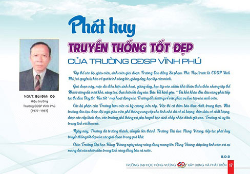 Phat huy truyen thong tot dep cua Truong CDSP Vinh Phu
