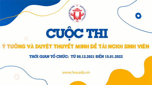 Cuoc thi Y tuong va Duyet thuyet minh de tai NCKH sinh vien HVU nam hoc 2021-2022